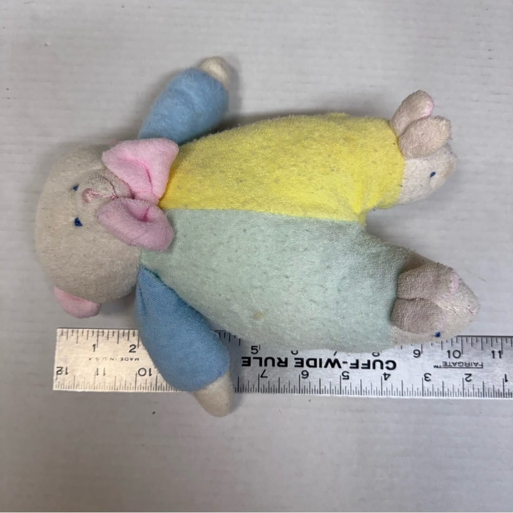 Vintage Soft Dreams Terry Cloth Bear Plush Rattle Toy Bunny Slippers 9” Pastel - Picture 12 of 13